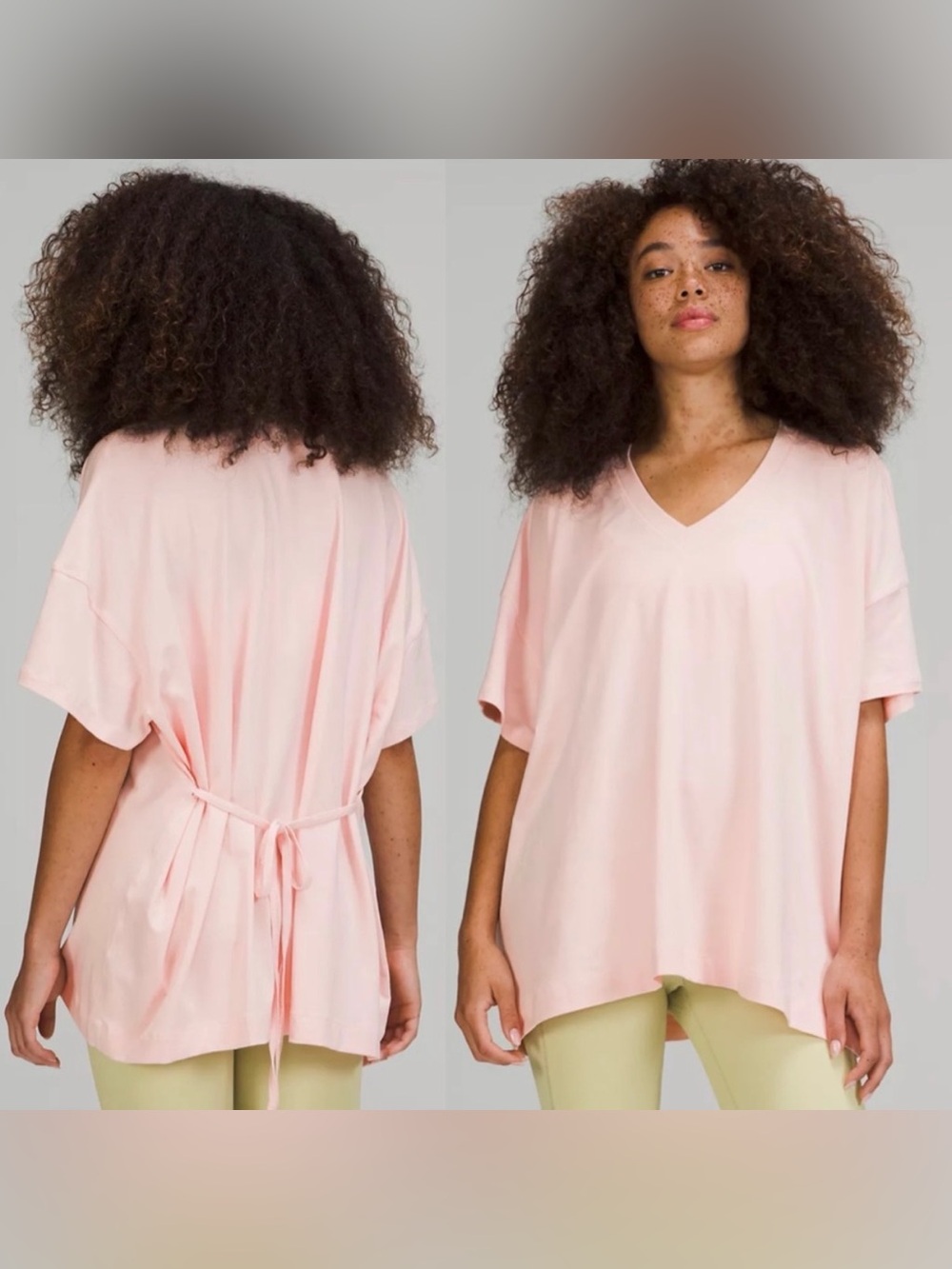 Lululemon Side Tie‎ V Neck Short Sleeve Pink T-Shirt Size 6